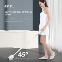 Brosse de nettoyage 2-en-1 à long manche avec raclette en caoutchouc et poils rigides pour carrelage, joints, salle de bain et cuisine