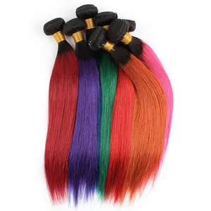 Colorful Straight 8A Virgin Cuticle Aligned Brazilian Human Hair, 1b/red, 1b/blue , 1b/orange and other color