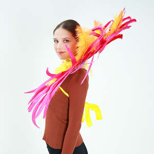 Châle <span class=keywords><strong>en</strong></span> plumes extra large pour femme adulte, accessoire de costume de cosplay d'Halloween, couleur personnalisable, confortable - Product Image 3