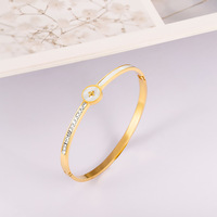 Bracelet minimaliste en nacre, hypoallergénique, en acier titane, avec zircon carré pavé, micro-incrustation électroplaquée, pour femme