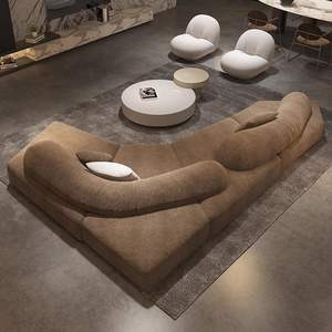 고급 디자인 럭셔리 모듈형 비대칭 소파 유기적 조형 리버시블 시팅 퍼포먼스 패브릭 빌라 거실용 - Product Image 1