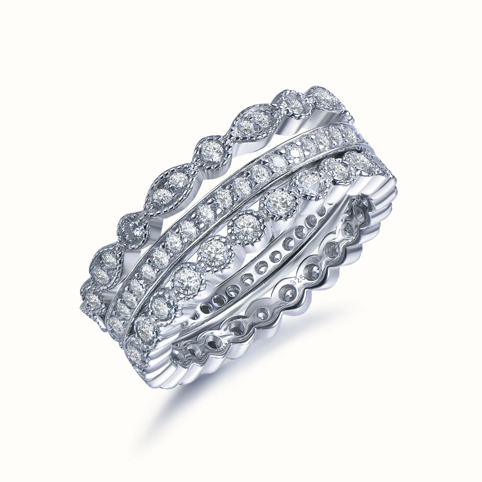 fashion 925 sterling silver jewelry CZ diamond rings set wedding women couple engagement rings