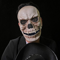 Masque de Crâne Parlant Réaliste pour Halloween, Accessoire de Costume en Plastique, Coiffe d'Horreur pour Enfants