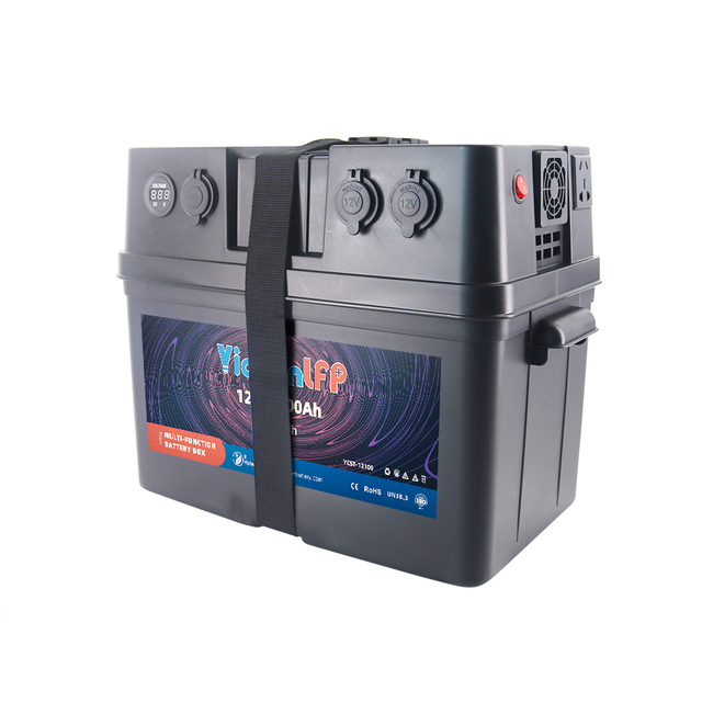 New Design Outdoor Camping Usb Charge Plastic Waterproof 12v LifePO4 Battery Box Lithium Battery With Inverter
