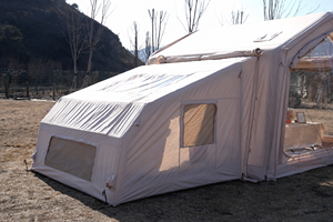 Tente de glamping familiale gonflable 2 chambres avec véranda 320x280x230cm en polycoton mélangé pour le camping en plein air - Product Image 4