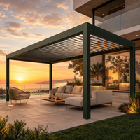 Moderne Wirtschaftliche Aluminium Motorisierte Lamellen-Pergola UPF 50+ UV-Blockierend Wasserdicht Umweltfreundlich Windbeständig Balkon Outdoor-Terrasse