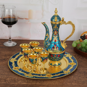 Elegant Style <b>Wine</b> Set - Small-scale Luxury Retro Fashion Wineware - Zinc Alloy <b>Wine</b> Jug and <b>Wine</b> Glasses Set of Eight - Product Image 2