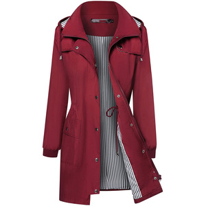 Imperméable coupe-vent pour femme, imperméable, léger, Trench-coat à capuche pour l'extérieur - Product Image 2