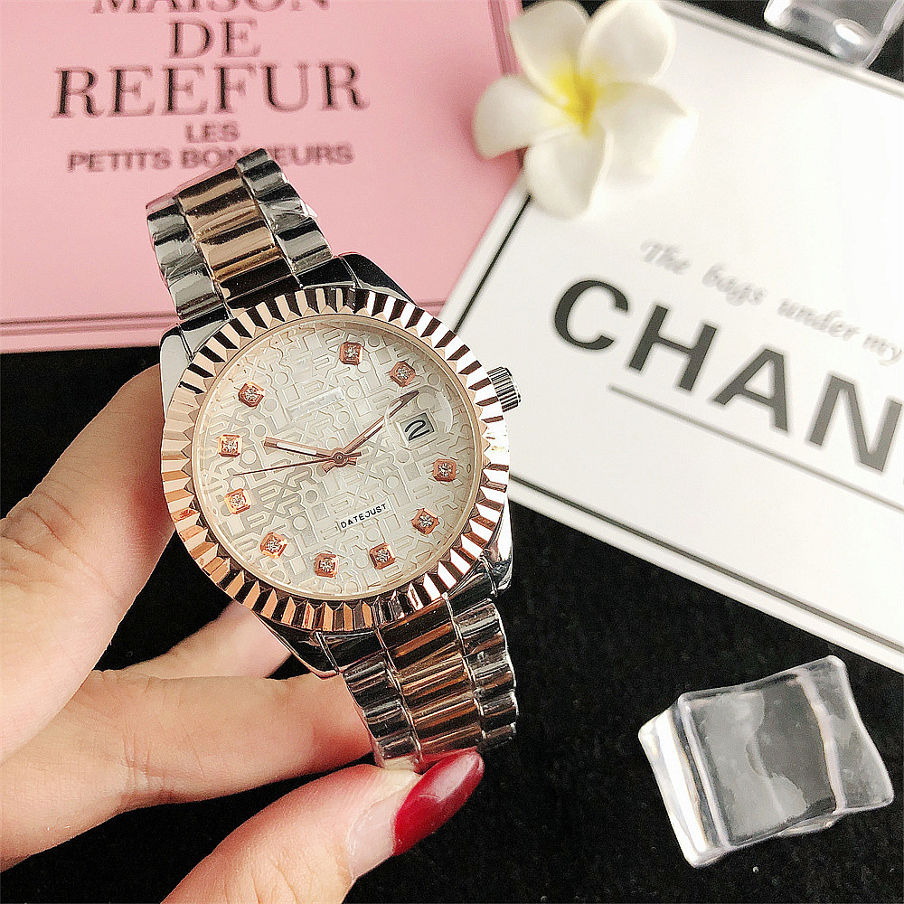 Reloj de estilo clásico a la moda para mujer y hombre, reloj de pulsera de lujo de acero inoxidable, relojes de marca famosa para mujer, regalos para parejas