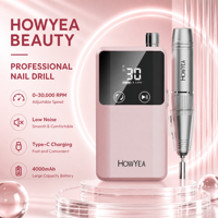 Machine à ongles professionnelle sans fil HOWYEA 30000 tr/min avec moteur brushless, rechargeable par USB, portable, pour pédicure en salon, multi-prises