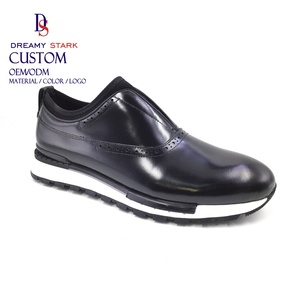 Chaussures de sport formelles pour hommes en cuir véritable italien faites à la main, durables, légères, respirantes, à enfiler, tendance mode, pour le bureau - Product Image 1
