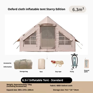 6.3 ㎡   Grande tente familiale de <span class=keywords><strong>camping</strong></span> extérieure à une chambre, en toile Oxford imperméable avec fonction gonflable en coton aérien pour le glamping - Product Image 6