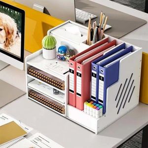 <b>File</b> Rack Office Desktop Storage Shelf Multi Layer PVC Organizer For Students And Home Use - Product Image 1