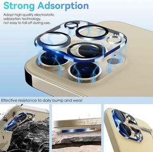 Protection d'objectif d'appareil photo pour iPhone 15 <span class=keywords><strong>Pro</strong></span> Max 6,7 pouces, verre trempé 9H avec film protecteur noir circulaire pour écran d'iPhone 14 <span class=keywords><strong>Pro</strong></span> - Product Image 3