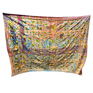 Dupatta de Algodón 100% No Tejido con Bordado Floral Real, Hecho a Mano, Tradicional, Elegante - Product Image 3