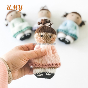 Poupée de couchage en coton tricoté doux pour bébé, jouets de coucher pour enfant en bas âge, tricot personnalisé, jouet tricoté en peluche pour fille - Product Image 3