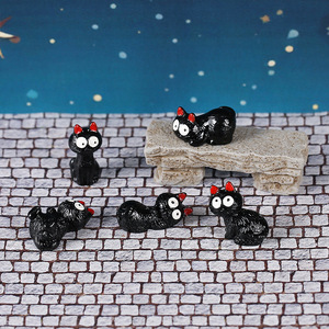 Figura de Gato Negro de Resina, Miniatura Decorativa para Paisajes, Manualidades de Halloween, Decoración de Interiores, Estilo A B C D E - Product Image 1