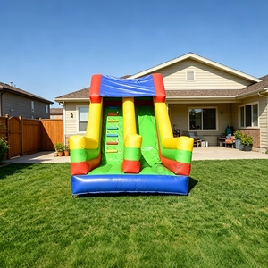 Castillo Inflable para Exteriores con Tobogán, Casa de Brinco Colorida con Tobogán, Brincolín con Resbaladilla - Product Image 1