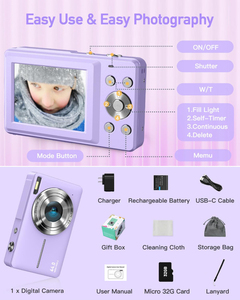 32GB Vlog Professional Photo <b>Camera</b> <b>Digital</b> Kids With Full HD 5MP Smile Capture 16x 2.4-inch Screen <b>Digital</b> <b>Camera</b> - Product Image 6