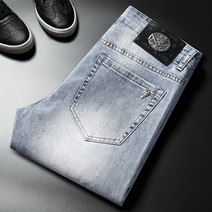 <span class=keywords><strong>Jeans</strong></span> morbidi e sottili europei di fascia alta da uomo alla moda elasticizzati larghi <span class=keywords><strong>grigio</strong></span> <span class=keywords><strong>chiaro</strong></span> pantaloni Casual di personalizzazione della fabbrica - Product Image 5