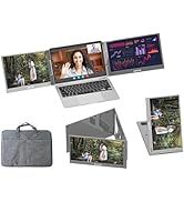 15.6" Triple Monitor for Laptop, 1080P USB-C Portable Screen Extender W/Stand for 11"-16" Laptop(Mac, Windows, Android)