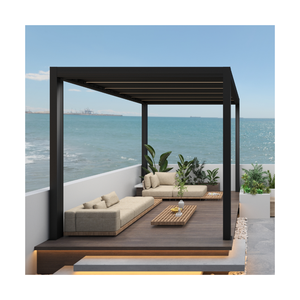 Pérgola de techo de lumbrera de aluminio para exteriores, sistema de techo de pérgola, pared de vidrio, Gazebo <span class=keywords><strong>impermeable</strong></span>, pérgola con recubrimiento en polvo, Pérgula OEM moderna - Product Image 1