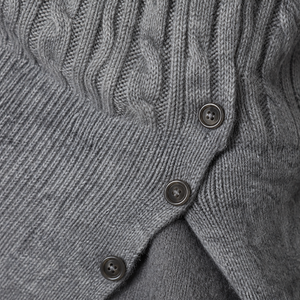 Suéter con Dobladillo Asimétrico para Mujer, Gris, de Punto Trenzado, Cuello Redondo, <span class=keywords><strong>Botones</strong></span> <span class=keywords><strong>Laterales</strong></span>, Manga Larga, Elegante, para Otoño e Invierno - Product Image 2