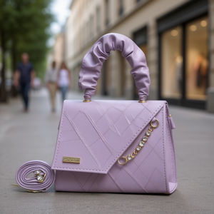 Fana Women's Baia <b>Lilac</b> Crossbody <b>Bag</b> Geometric Pattern PU Leather Chain Decor Single Handle Fashion Daily Use - Product Image 2