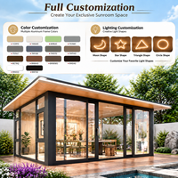 Yeyon OEM Serre en verre moderne à toit plat en aluminium avec LED, personnalisable, pour patio de villa, économie d'énergie de 40%, pour extérieur