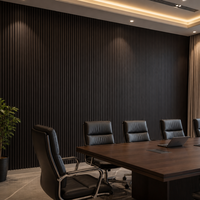 Panel de Pared Acanalado Ynori WPC Negro Mate 160x22mm Antideslizante Resistente a la Humedad para Oficina
