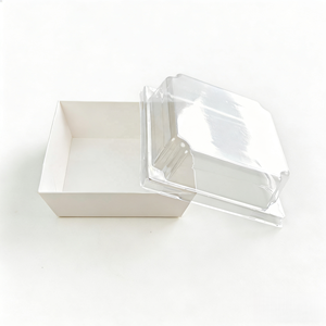 Disposable Food-Grade Customizable Clear Flip Top <strong>Cake</strong> <strong>Box</strong> with <strong>White</strong> Base - Product Image 1
