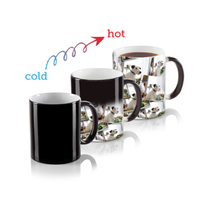 Impression par sublimation personnalisée 11oz couleur noire changeante tasse à café romantique en céramique café lait tasses magiques avec poignée