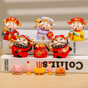 ชุดรูปปั้นเรซิ่นเทพเจ้าแห่งความมั่งคั่งห้าองค์ ของตกแต่งบ้านและสำนักงาน งานฝีมือศิลปะ ของขวัญ - Product Image 3