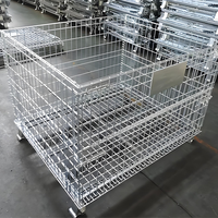 Panier de rangement en treillis métallique en acier galvanisé à chaud, pliable, robuste, haute qualité, capacité 500-2000 kg, empilable pour