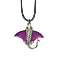 Collier pendentif raie en strass PHILCHA, couleur changeante, 18 pouces, cordon en similicuir, 31x24MM, non toxique, cadeau unisexe