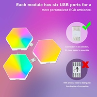 Lampes murales hexagonales quantiques RGBIC intelligentes avec télécommande par application, synchronisation musicale, DIY, pour le gaming et la décoration intérieure