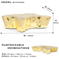 Table basse d'appoint Luxe Arbre de Vie en laiton poli avec base plaquée or, design artisanal inspiré de la nature