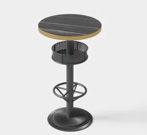 Ensemble de tabourets de bar rétro avec structure en métal noir et plateau en panneau ignifuge, <span class=keywords><strong>table</strong></span> haute pour café et bar à domicile - Product Image 3