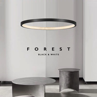 Lustre LED en forme d'anneau de style nordique, variateur de trois couleurs, télécommande pour salons/salles à manger, éclairage de luxe post-moderne