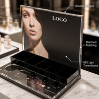 Support de présentation de maquillage en acrylique en forme de L personnalisé, présentoir de cosmétiques en acrylique pour boutique de beauté commerciale