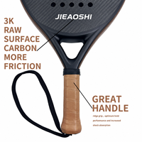 Raquette de padel en fibre de carbone personnalisée OEM JAS Factory avec face de 26 cm, durable, 3K12k18k, légère, grip confortable pour débutants et professionnels