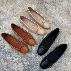 Ballerines à nœud style délicat pour femme, à enfiler, légères, toutes saisons, doublure en tissu, nouveau modèle 2026, chaussures polyvalentes style « <span class=keywords><strong>Granny</strong></span> » - Product Image 1