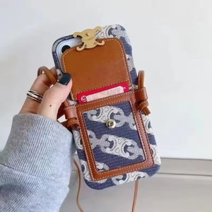 Étui de téléphone en cuir de luxe populaire pour 15 Pro, accessoire mobile avec porte-cartes et longue sangle - Product Image 4