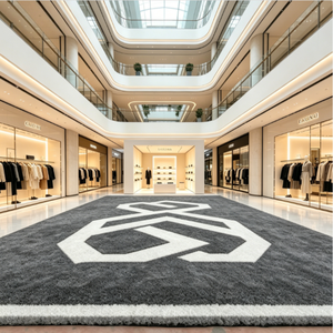 Gazon artificiel personnalisé avec logo, revêtement de sol de luxe pour salons professionnels, tapis en gazon commercial à motifs incrustés pour les boutiques éphémères de marque et les expositions - Product Image 6