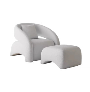 Sillón moderno nórdico crema Tiger Bouclé acento silla minimalista ligera de lujo para sala de estar para salón de recepción o cafetería - Product Image 6