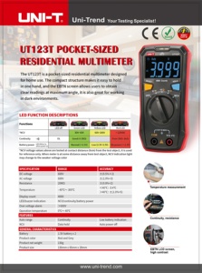 UNI-T Mini UT123T เครื่องวัดแรงดันไฟฟ้ากระแสสลับอัตโนมัติ เครื่องวัดอุณหภูมิ เครื่องวัดแรงดันไฟฟ้า NCV เครื่องวัดความถี่ เครื่องวัดความจุไฟฟ้า เครื่องวัดโอห์ม UNI-T UT12 - Product Image 4