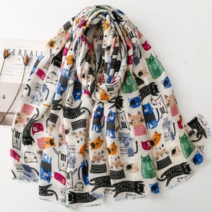 Wholesale New Long Large Headscarf <b>and</b> <b>Wraps</b> for Women Fashion Cats Animal Pattern Printed Cotton Feeling Scarves <b>Shawls</b> - Product Image 1