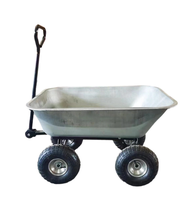 Chariot à roues robuste en acier à 4 roues pour jardin, cour, utilitaire, chariot de jardin, chariot à benne - Plateau en acier
