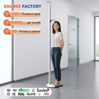 Báscula de Peso para Hospital con Pantalla LED de 200 kg/100 g, Vidrio Templado, ABS, Sensor de Alta Precisión de 210 cm, Instrumento de Medición de Altura