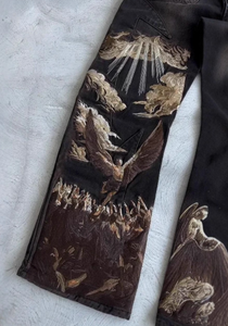 Jeans da <span class=keywords><strong>Uomo</strong></span> Harajuku Retro con Motivo Pipistrello Jeans <span class=keywords><strong>Larghi</strong></span> Stampati Jeans <span class=keywords><strong>Larghi</strong></span> Unisex Y2K Casual <span class=keywords><strong>Pantaloni</strong></span> in Denim con Ricamo - Product Image 2